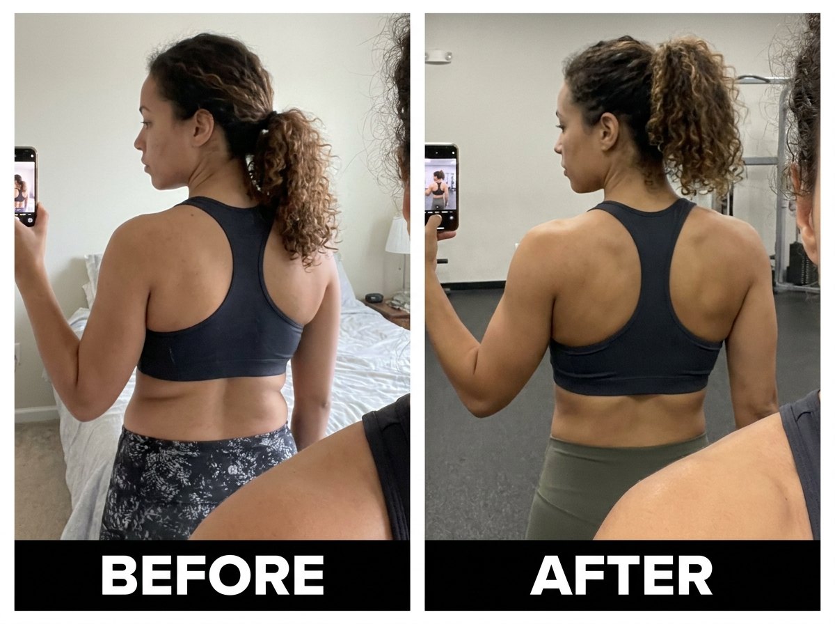 Before / after, back-focused training and posture